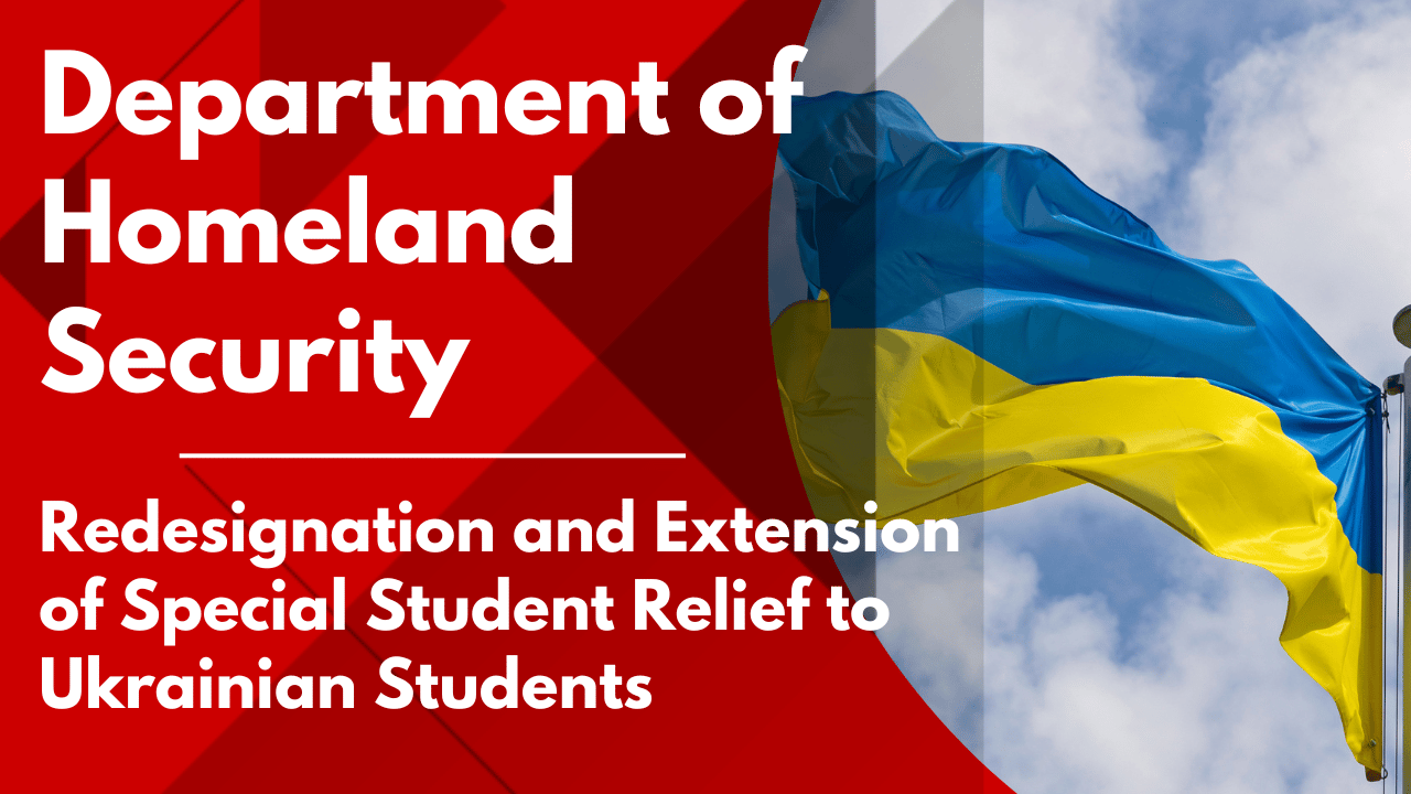 The Redesignation and Extension of Special Student Relief to Ukrainian Students Experiencing Severe Economic Hardship
